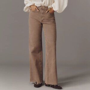 PAIGE Anessa Raw-Hem High-Rise Wide-Leg Jeans Size 29